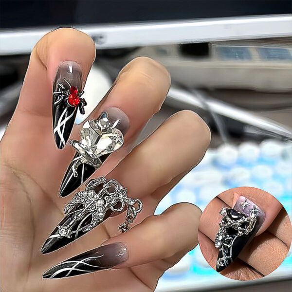 Flashing dark style wearable armor nails, heavy-duty wearable armor cross-border alloy nail pieces, new handmade fingernails wearable armor