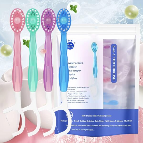 5-in-1 Disposable Toothbrush with Filling Beads