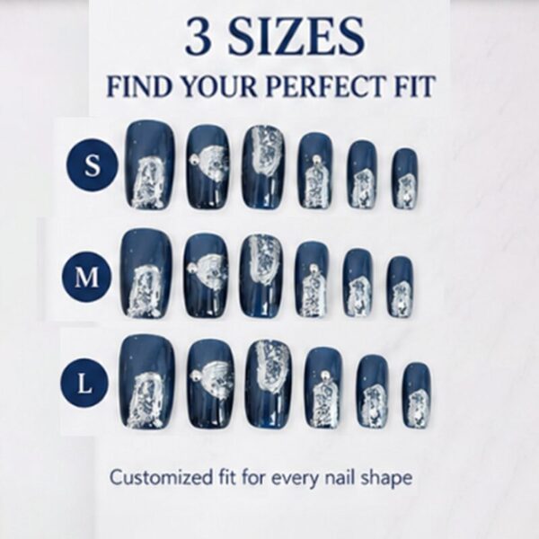 Dark Blue Angel Wings Handmade Press-On Nails - Short Square