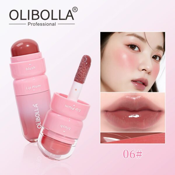 Dual-ended Liquid Lip Gloss & Cream Blush 2 in 1, Lip & Cheek Multi-use Glossy Mirror Makeup