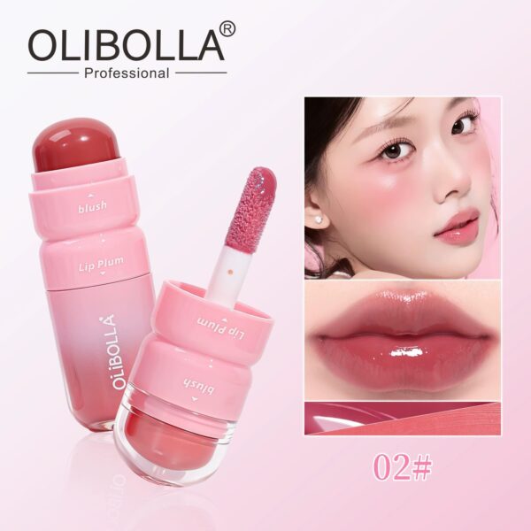 Dual-ended Liquid Lip Gloss & Cream Blush 2 in 1, Lip & Cheek Multi-use Glossy Mirror Makeup