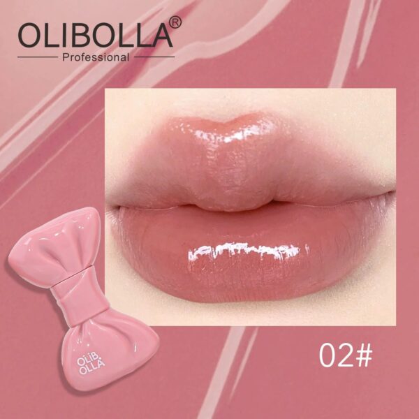 Bowknot Mirror Lip Gloss, Juicy Glass Lip Tint, Non-sticky Cup & Long Lasting