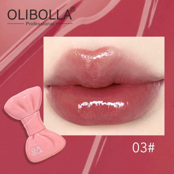 Bowknot Mirror Lip Gloss, Juicy Glass Lip Tint, Non-sticky Cup & Long Lasting