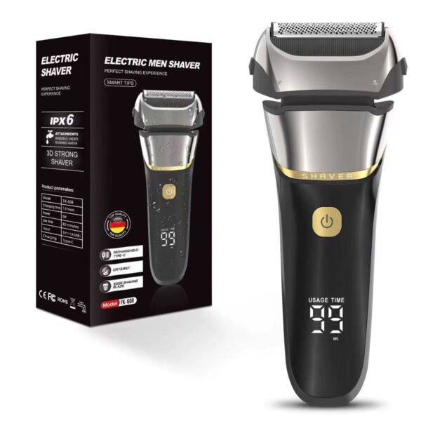 Reciprocating 3-Blade Electric Shaver, LED Digital Display, Full Body Washable, USB Rechargeable Wet & Dry Men Razor