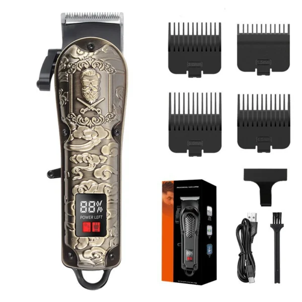 Digital Display Electric Hair Clipper, Rechargeable Multi-functional Hair Trimmer for Home & Salon Hair Cutting