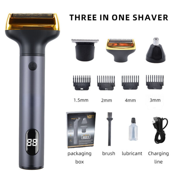 Rechargeable Men’s Electric Shaver, Multifunctional Portable Grooming Kit, Washable Beard Trimmer & Nose Hair Trimmer