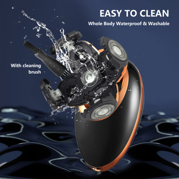 5-in-1 Waterproof Smart Men Electric Shaver, 7 Rotary Floating Heads Bald Head Razor, Multi-functional Grooming Kit