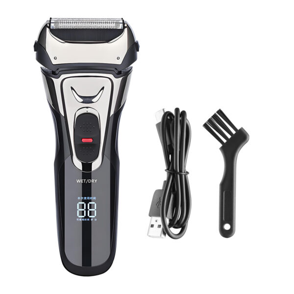 Reciprocating 3-Blade Electric Shaver, LED Digital Display, Full Body Washable, USB Rechargeable Wet & Dry Men Razor