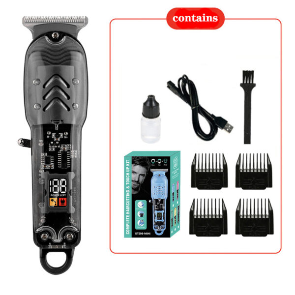 Transparent Body Retro Hair Clipper, Professional High Power Barber Trimmer with LCD Digital Display
