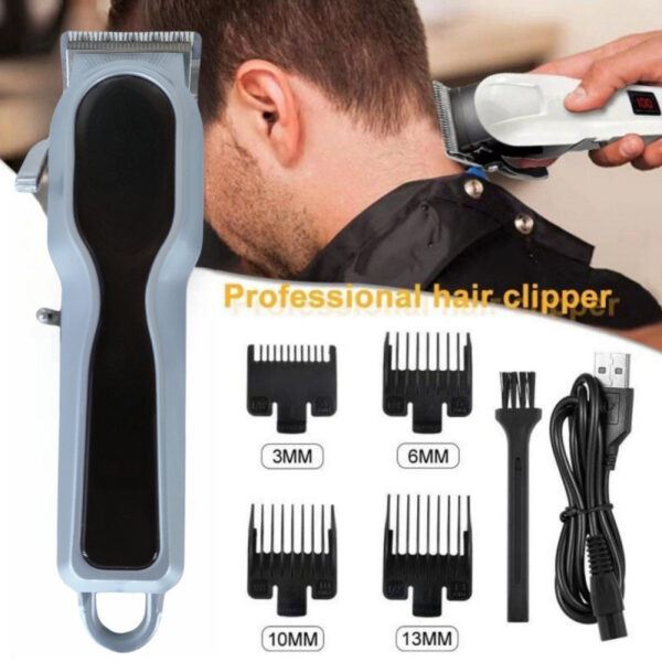 Salon Rechargeable Hair Clipper, Engraving Detail Trimmer with Stainless Steel Blade, Dual Power Design & Long Battery Life