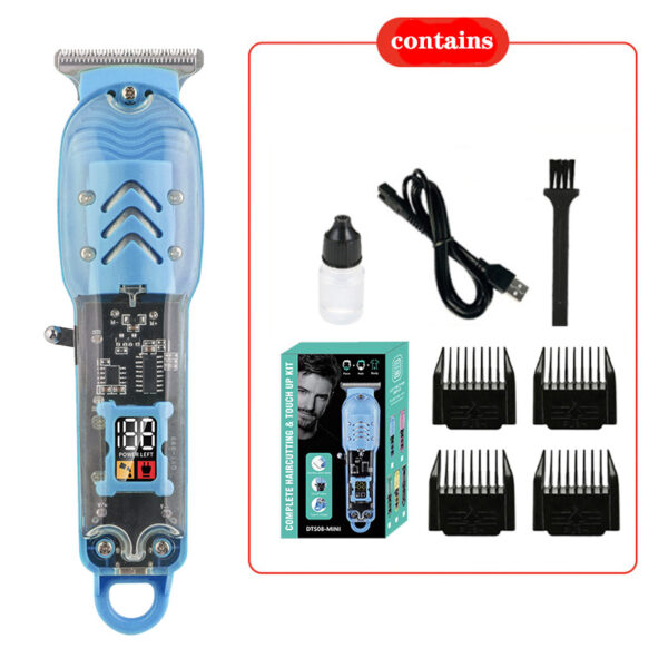 Transparent Body Retro Hair Clipper, Professional High Power Barber Trimmer with LCD Digital Display