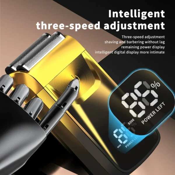 Rechargeable Reciprocating Electric Shaver, Wet & Dry Dual Use, Removable Washable Blade Head with LED Display