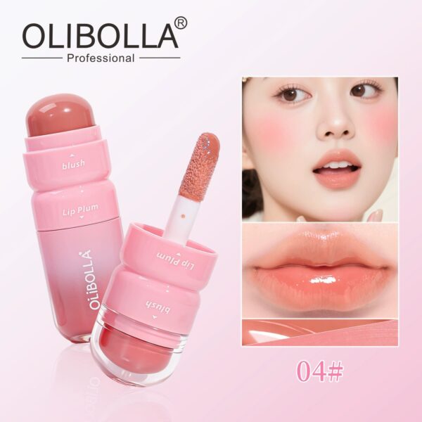 Dual-ended Liquid Lip Gloss & Cream Blush 2 in 1, Lip & Cheek Multi-use Glossy Mirror Makeup