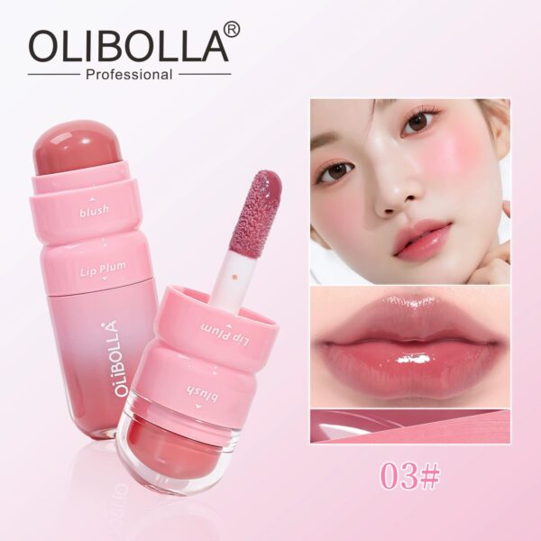 Dual-ended Liquid Lip Gloss & Cream Blush 2 in 1, Lip & Cheek Multi-use Glossy Mirror Makeup