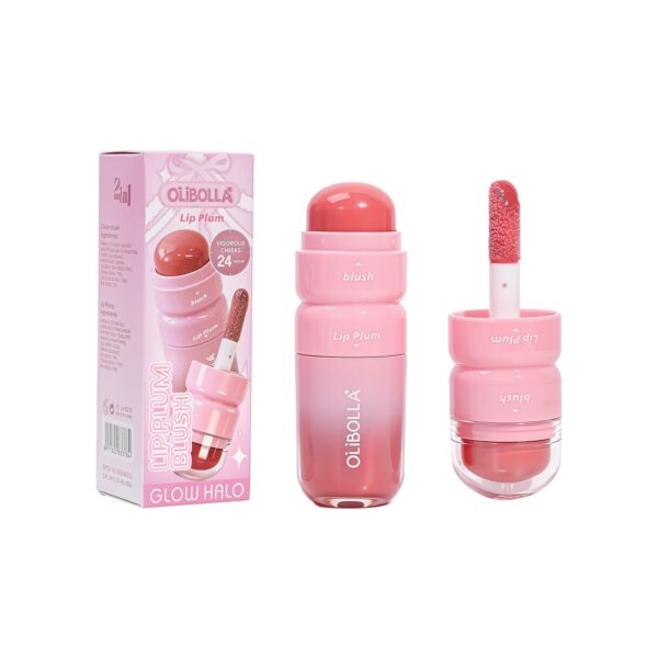 Dual-ended Liquid Lip Gloss & Cream Blush 2 in 1, Lip & Cheek Multi-use Glossy Mirror Makeup