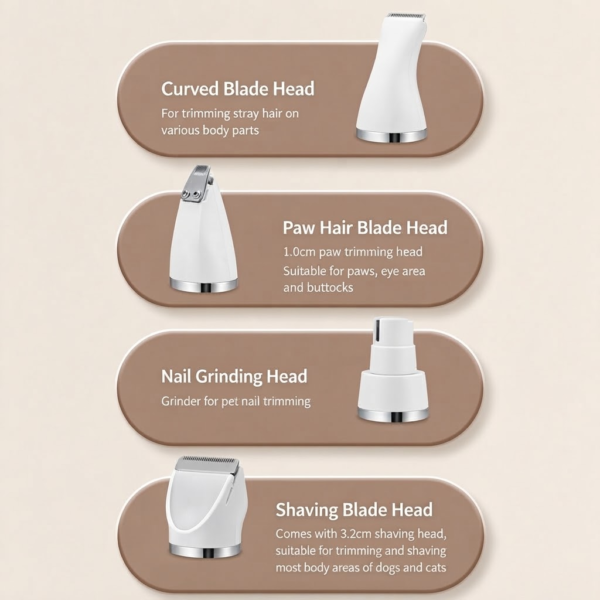 4-in-1 Pet Grooming Clipper Kit – Electric Nail Grinder, Hair Trimmer & Deshedding Tool for Dogs & Cats