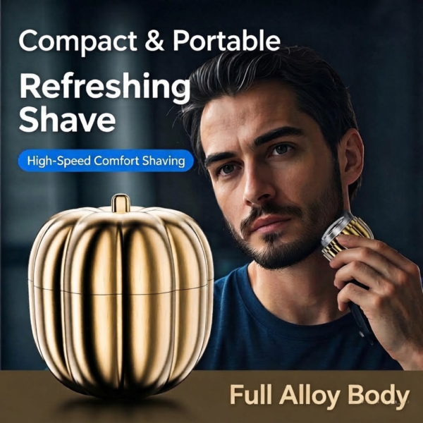 Pumpkin Mini Electric Shaver for Men, Portable Rechargeable Travel Car Beard Trimmer