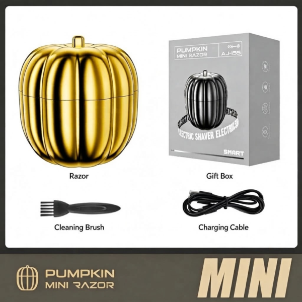 Pumpkin Mini Electric Shaver for Men, Portable Rechargeable Travel Car Beard Trimmer
