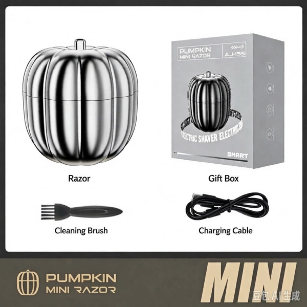 Pumpkin Mini Electric Shaver for Men, Portable Rechargeable Travel Car Beard Trimmer