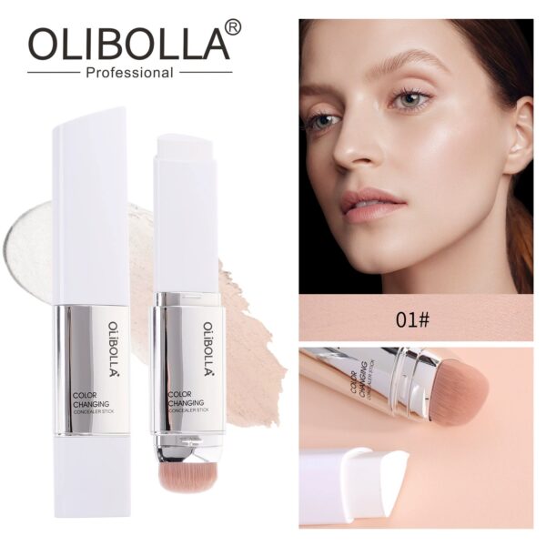 Color Changing Triangle Foundation Stick, 2 in 1 Dual Head Hydrating Foundation & Concealer, Smooth Makeup No Caking