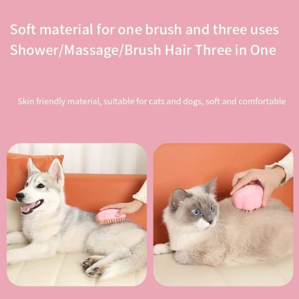 1. Spray Pet Grooming Brush, Paw Shape Electric Pet Hair Remover Comb Anti Flying Hair Massage Brush for Cat and Dog
