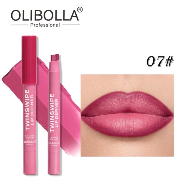 2 in 1 Dual Ended Slanted Tip Lip Liner & Lipstick, Cinnamon Nude Shade Lip Makeup Pencil