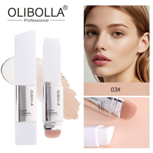 Color Changing Triangle Foundation Stick, 2 in 1 Dual Head Hydrating Foundation & Concealer, Smooth Makeup No Caking