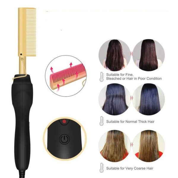 Multifunctional Heated Copper Hair Straightening Brush, 2 in 1 Hair Straightener & Curler for Home Use