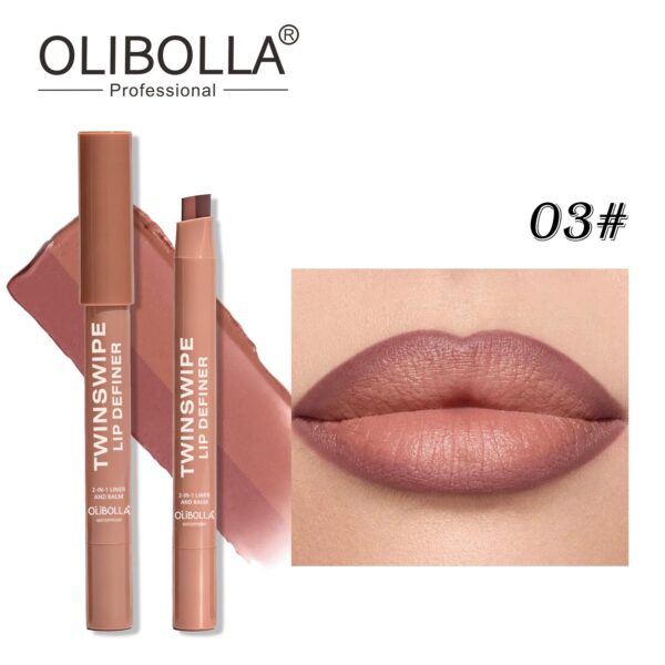 2 in 1 Dual Ended Slanted Tip Lip Liner & Lipstick, Cinnamon Nude Shade Lip Makeup Pencil