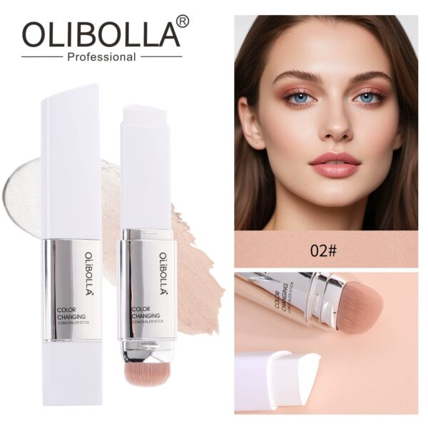 Color Changing Triangle Foundation Stick, 2 in 1 Dual Head Hydrating Foundation & Concealer, Smooth Makeup No Caking