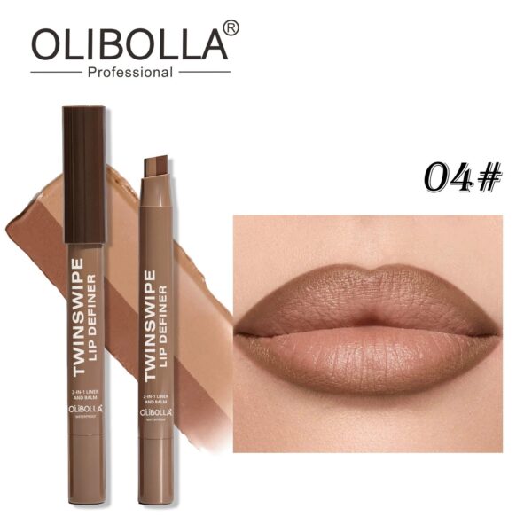 2 in 1 Dual Ended Slanted Tip Lip Liner & Lipstick, Cinnamon Nude Shade Lip Makeup Pencil