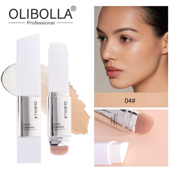 Color Changing Triangle Foundation Stick, 2 in 1 Dual Head Hydrating Foundation & Concealer, Smooth Makeup No Caking