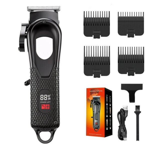 Vintage Dragon Engraved Hair Clipper, Rechargeable Cordless Barber Trimmer with LED Digital Display, Professional Electric Hair Cutting Machine for Salon & Home Haircut