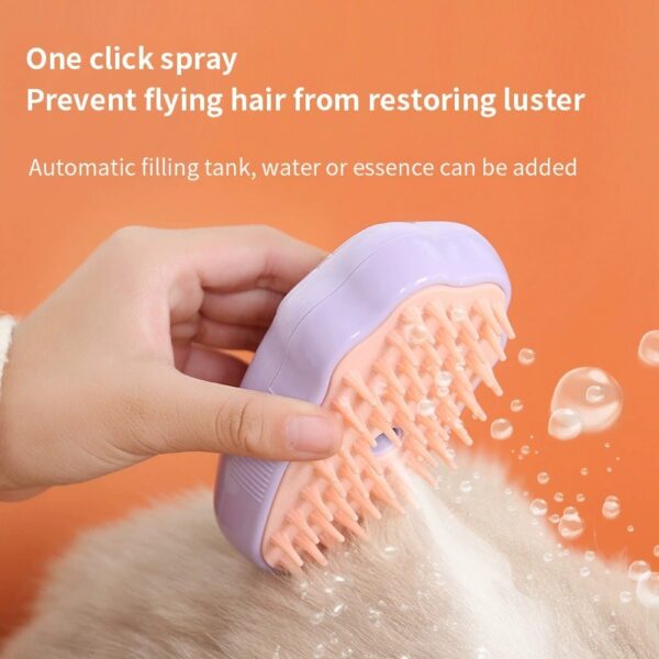 1. Spray Pet Grooming Brush, Paw Shape Electric Pet Hair Remover Comb Anti Flying Hair Massage Brush for Cat and Dog