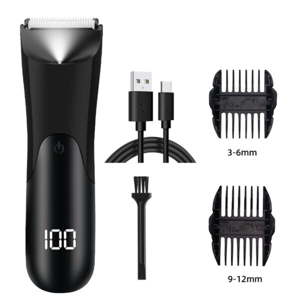 Men's Body Hair Trimmer with Smart LCD Display, Rechargeable Private Hair Shaver for Intimate Grooming
