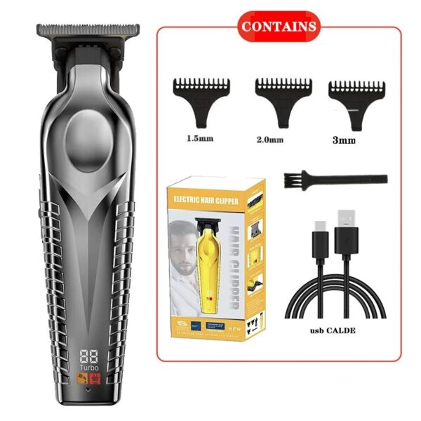 Professional Electric Hair Clipper, Zero Gap Barber Hair Trimmer USB Rechargeable Hair Cutting Machine for Men Salon Home Use