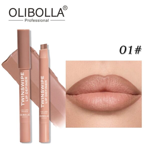 2 in 1 Dual Ended Slanted Tip Lip Liner & Lipstick, Cinnamon Nude Shade Lip Makeup Pencil