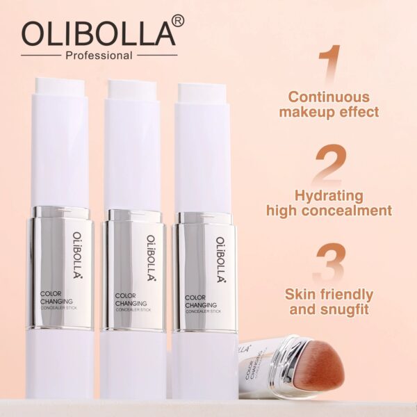 Color Changing Triangle Foundation Stick, 2 in 1 Dual Head Hydrating Foundation & Concealer, Smooth Makeup No Caking